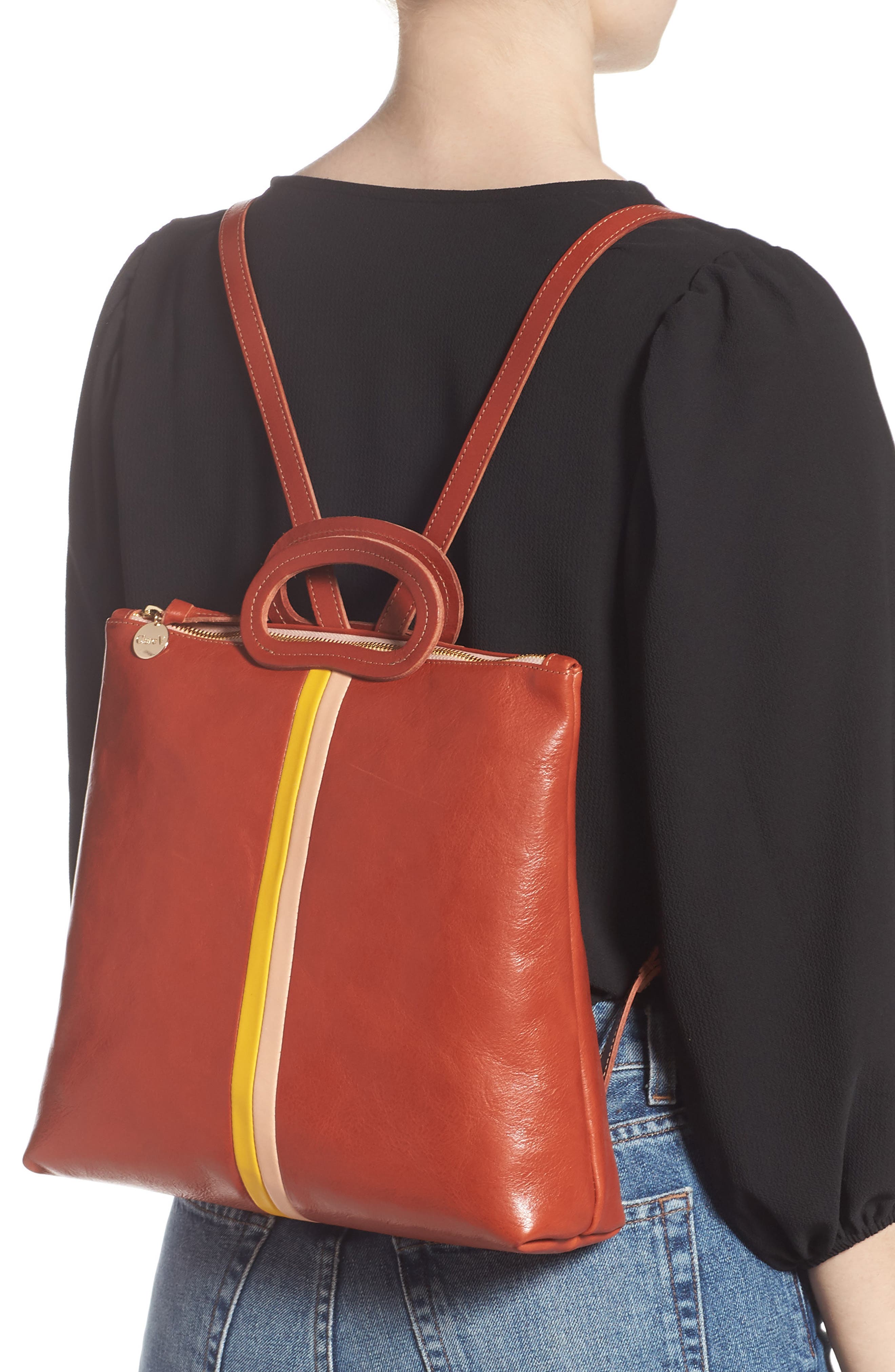Clare V. Marcelle Leather Backpack, Alternate, color, 