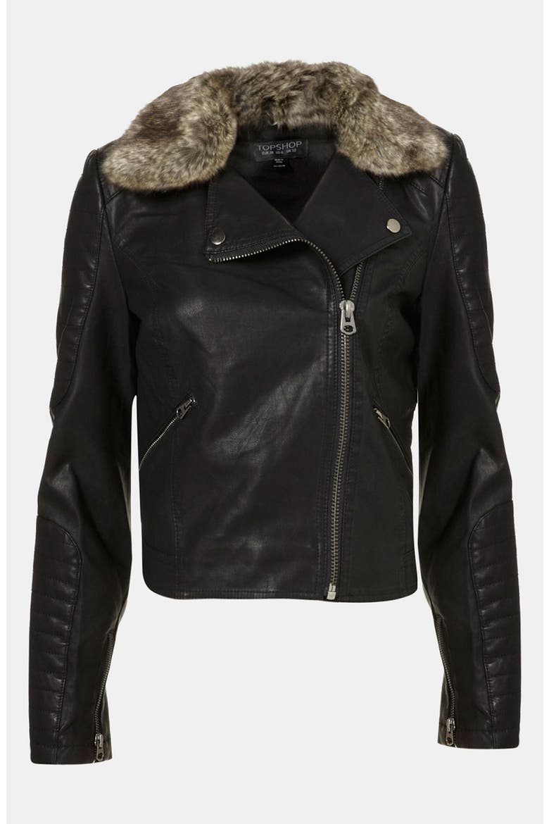 'Maddox' Faux Leather Jacket, Main, color, BLACK