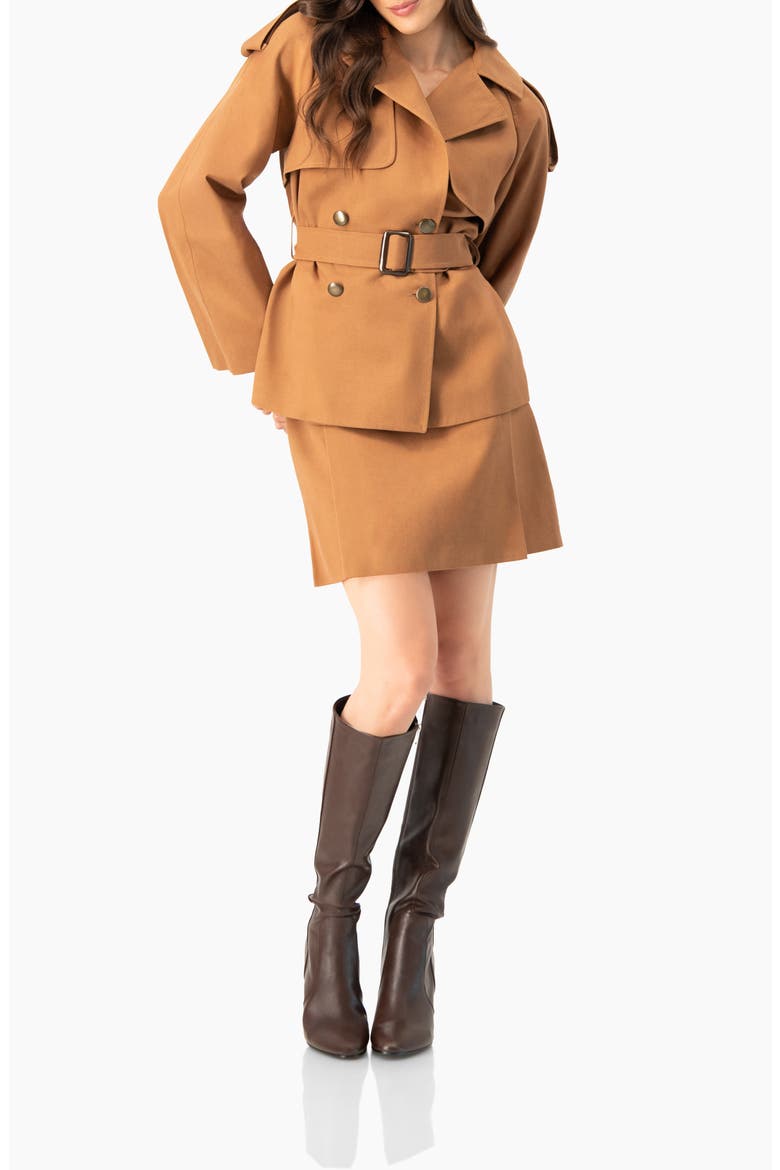 Short Straight Skirt with Back Zipper, Alternate, color, Brown