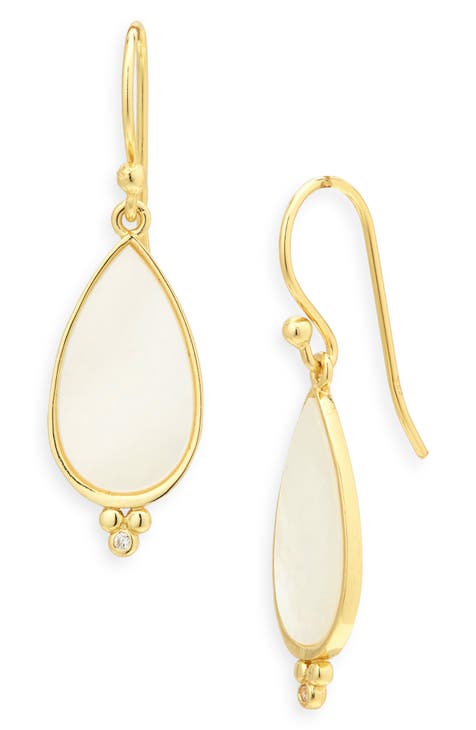 Mother-of-Pearl & CZ Drop Earrings