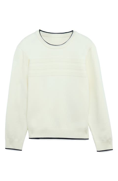 Kids' Moto Ribbing Detail Crewneck Sweater (Big Kid)