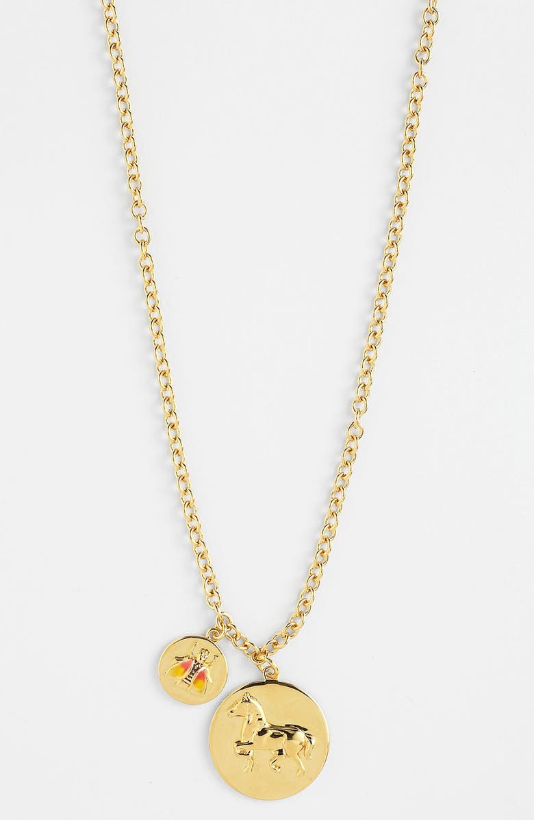 Tory Burch 'Buddy' Long Cluster Pendant Necklace, Main, color,