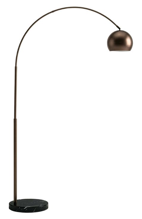 Olivia 75" Adjustable LED Floor Lamp with Metal Bowl Shade and Marble Base, Bulb Included