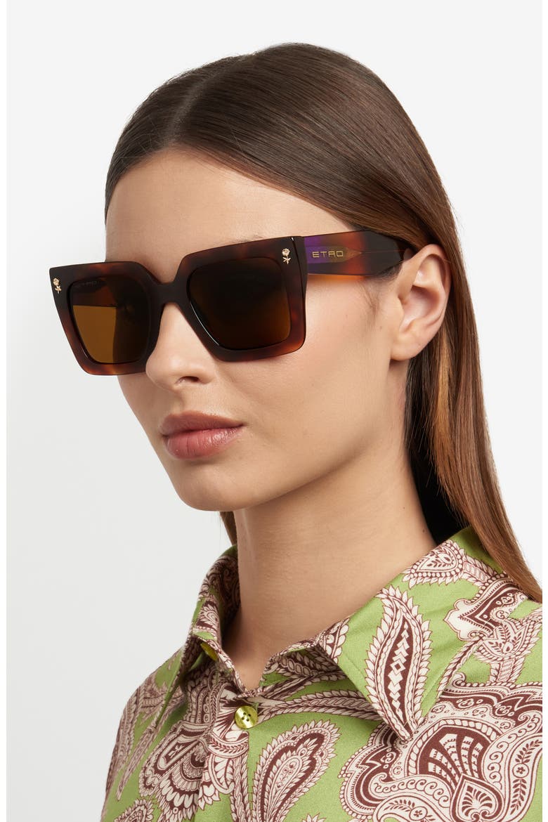 52mm Square Sunglasses, Alternate, color, HAVANA HONEY/ BROWN