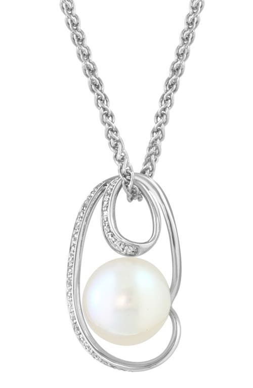 Effy Sterling Silver 9–9.5mm Freshwater Pearl & Diamond Pendant Necklace In White
