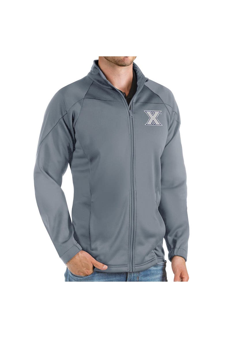 Men's Antigua Steel Xavier Musketeers Links Full-Zip Golf Jacket, Main, color, Steel