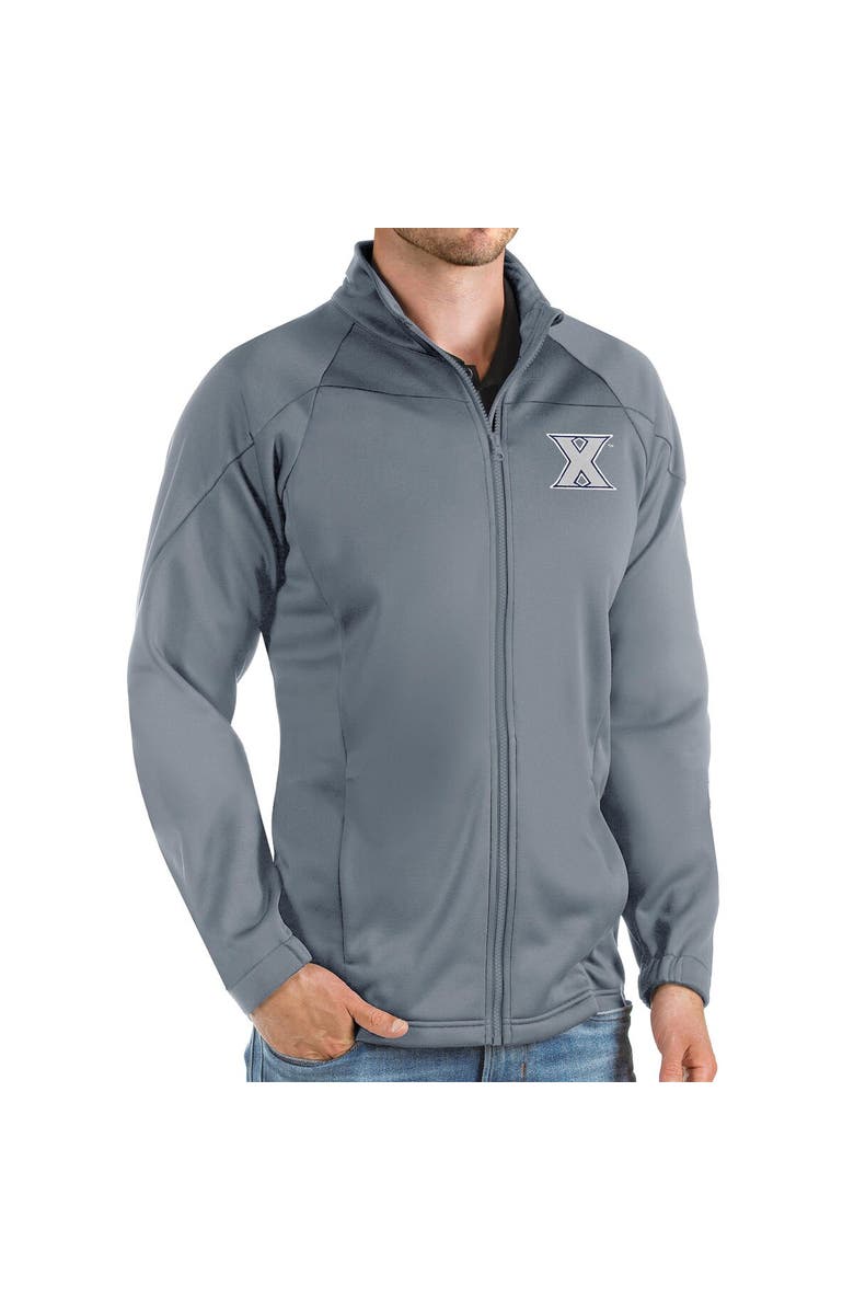 ANTIGUA Men's Antigua Steel Xavier Musketeers Links Full-Zip Golf Jacket, Main, color,