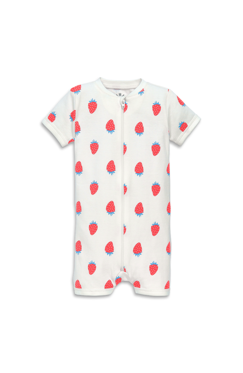 Primary Baby Organic Zip Shortie, Main, color, White Strawberries