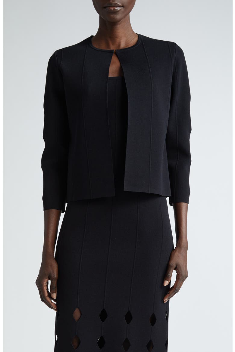 Milano Knit Cutout Sleeve Cardigan, Main, color, BLACK