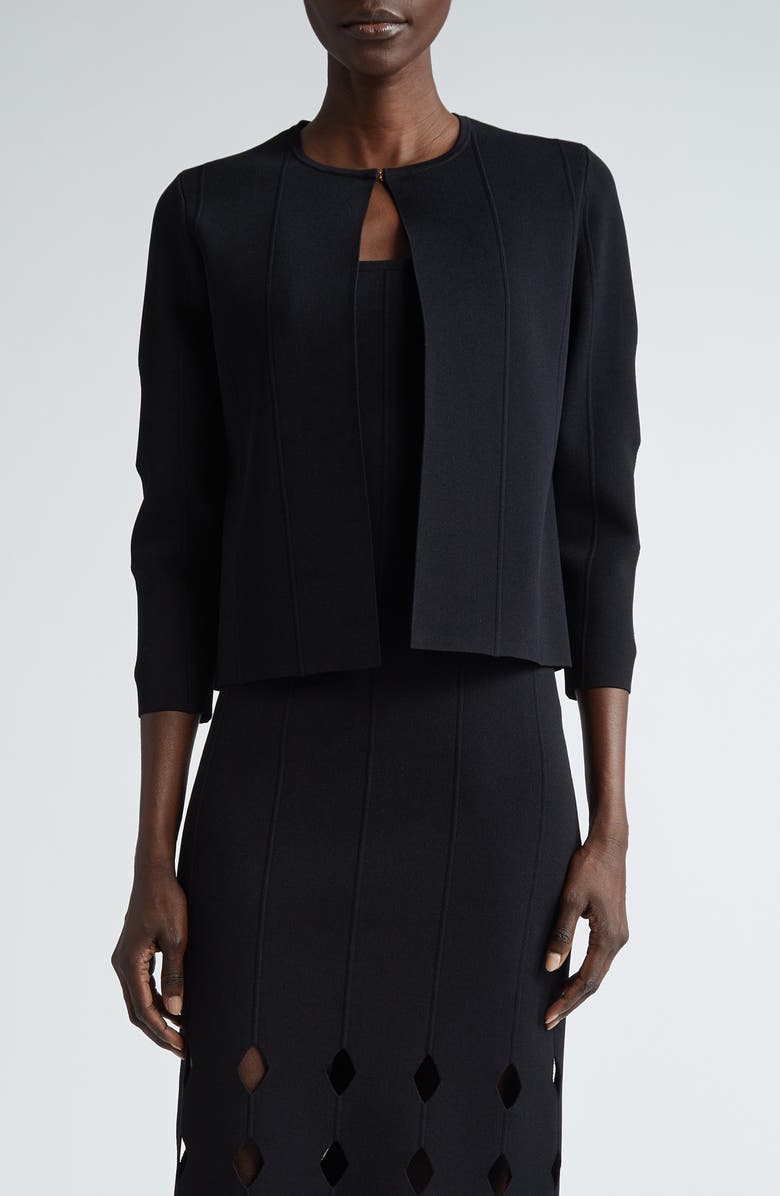 ST. JOHN Milano Knit Cutout Sleeve Cardigan, Main, color,