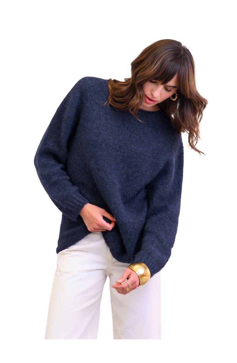 Celtic & Co. Alpaca Cotton Slouch Sweater, Alternate, color, Navy