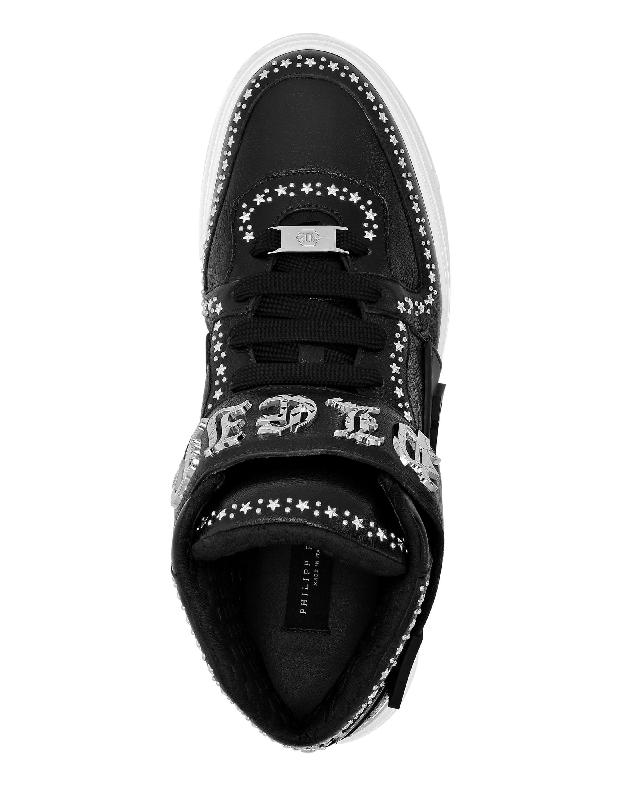 Nappa Leather  Mid-Top Sneakers Gothic Plein Unisex, Alternate, color, black