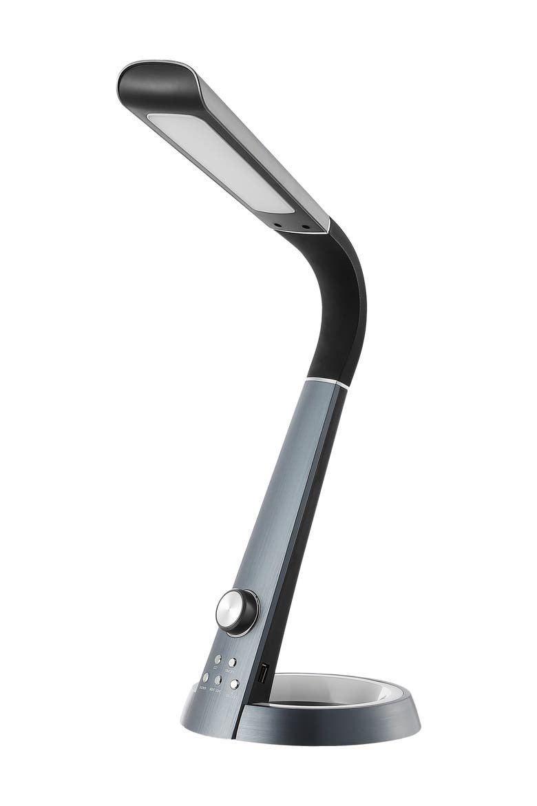 Milton 19" Aluminum Contemporary Minimalist Adjustable Head Dimmable USB Charging LED Task Lamp, Alternate, color, Black