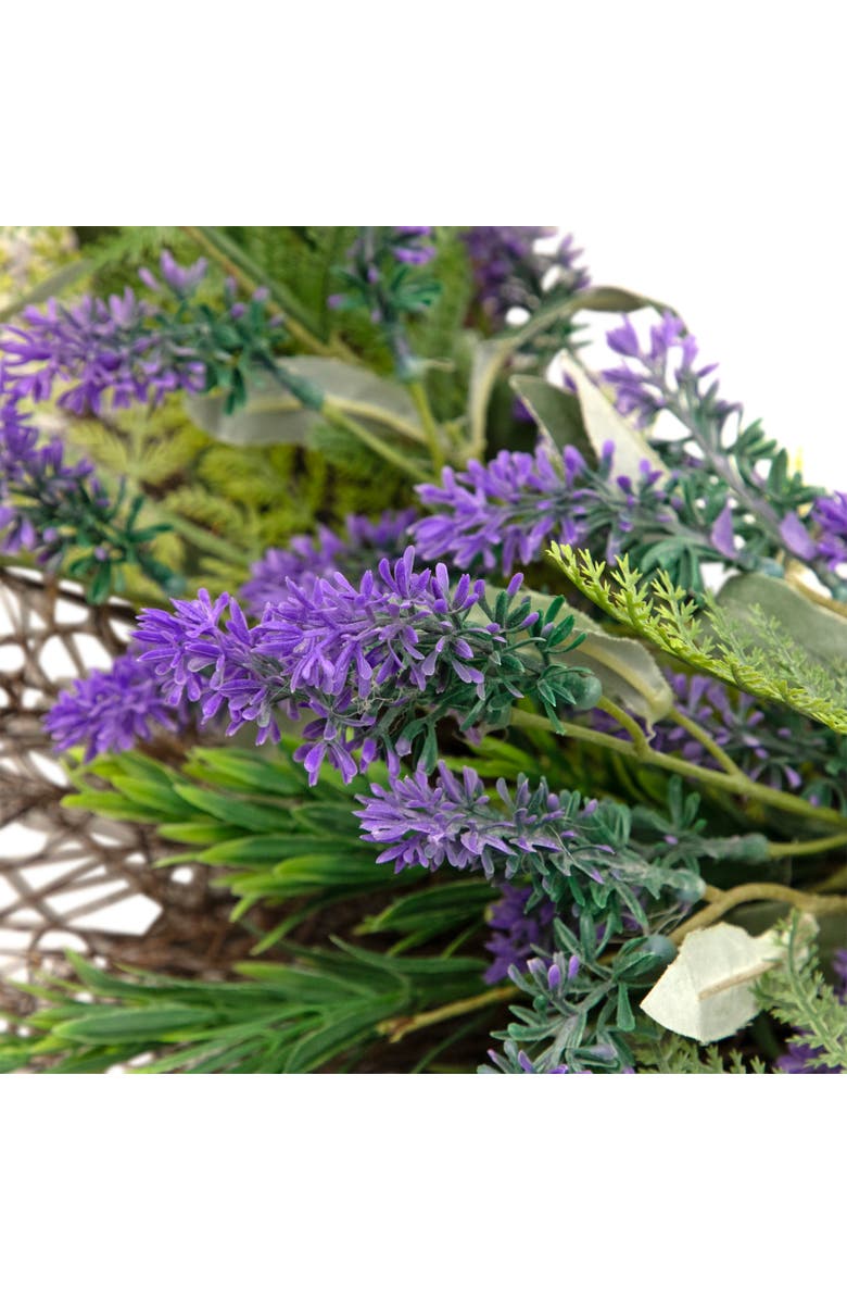 Northlight Lavender and Spring Foliage Artificial Floral Wreath - 24", Alternate, color, Purple