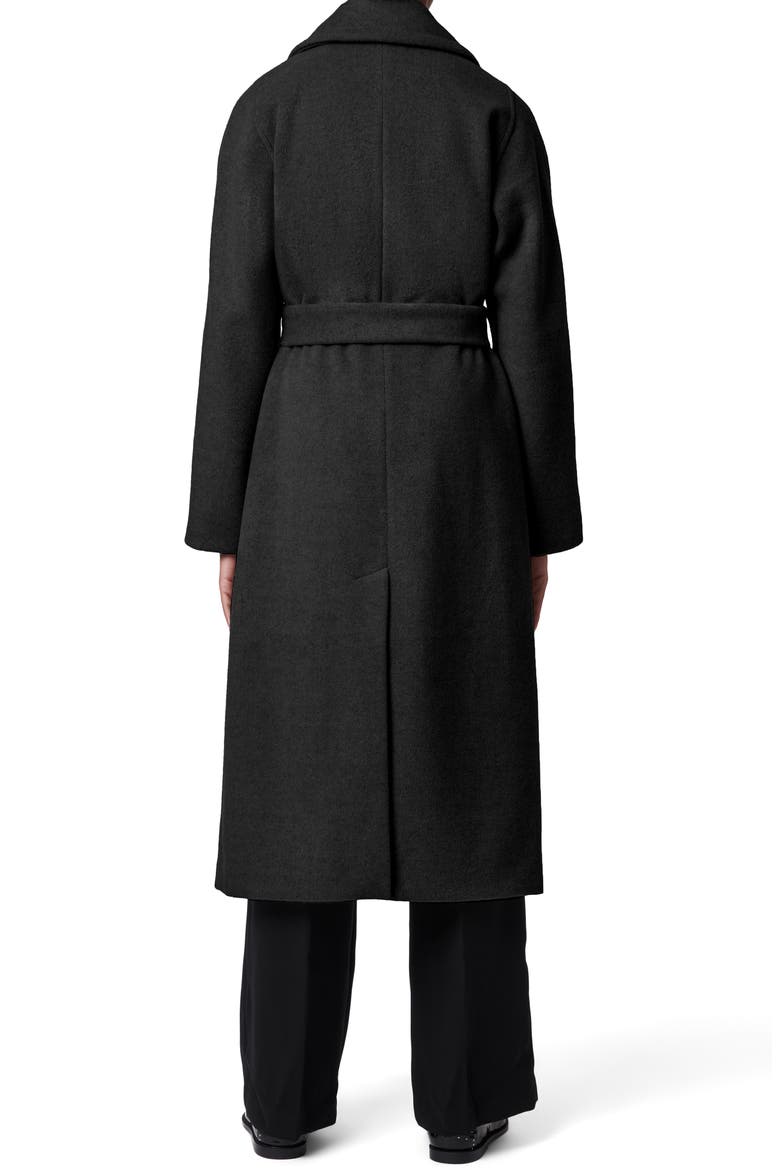 Double Breasted Belted Coat, Alternate, color, BLACK