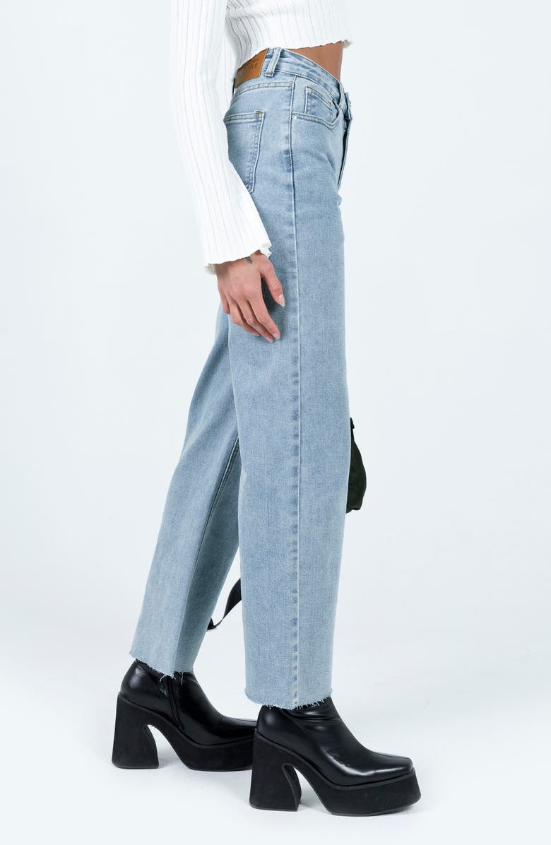 Princess Polly Pyrene Raw Hem Straight Leg Jeans, Alternate, color, Blue