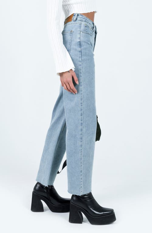 Princess Polly Pyrene Raw Hem Straight Leg Jeans In Blue