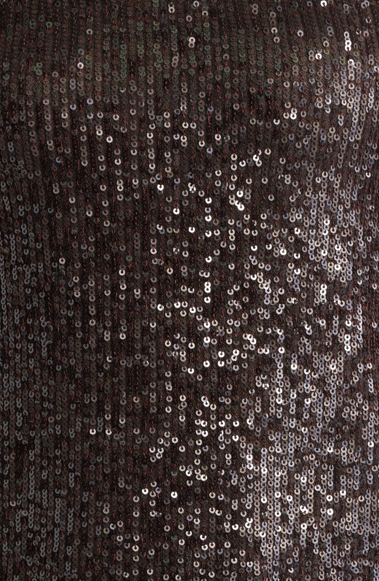 Anne Klein Short Sleeve Sequin Mesh Top, Alternate, color, Deep Mahogany