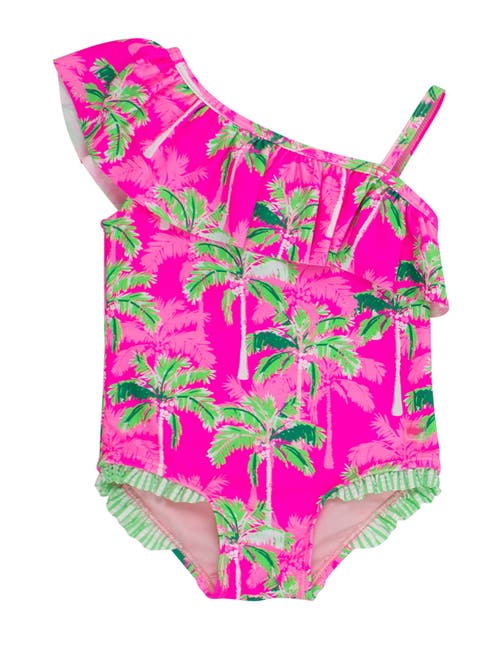 Rufflebutts Girls Upf50+ Sun Protection One Shoulder Ruffle One Piece In Pink