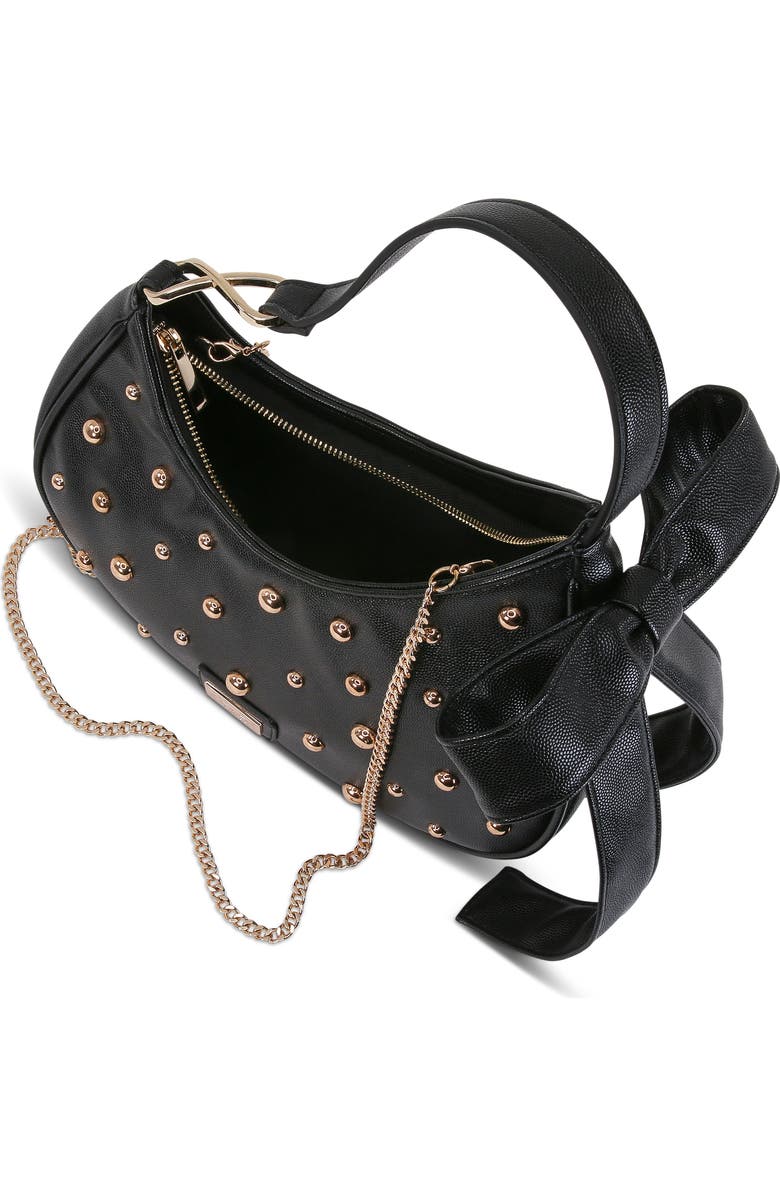 Jewel Badgley Mischka Arabella Studded and Bow Shoulder Clutch, Alternate, color, Black