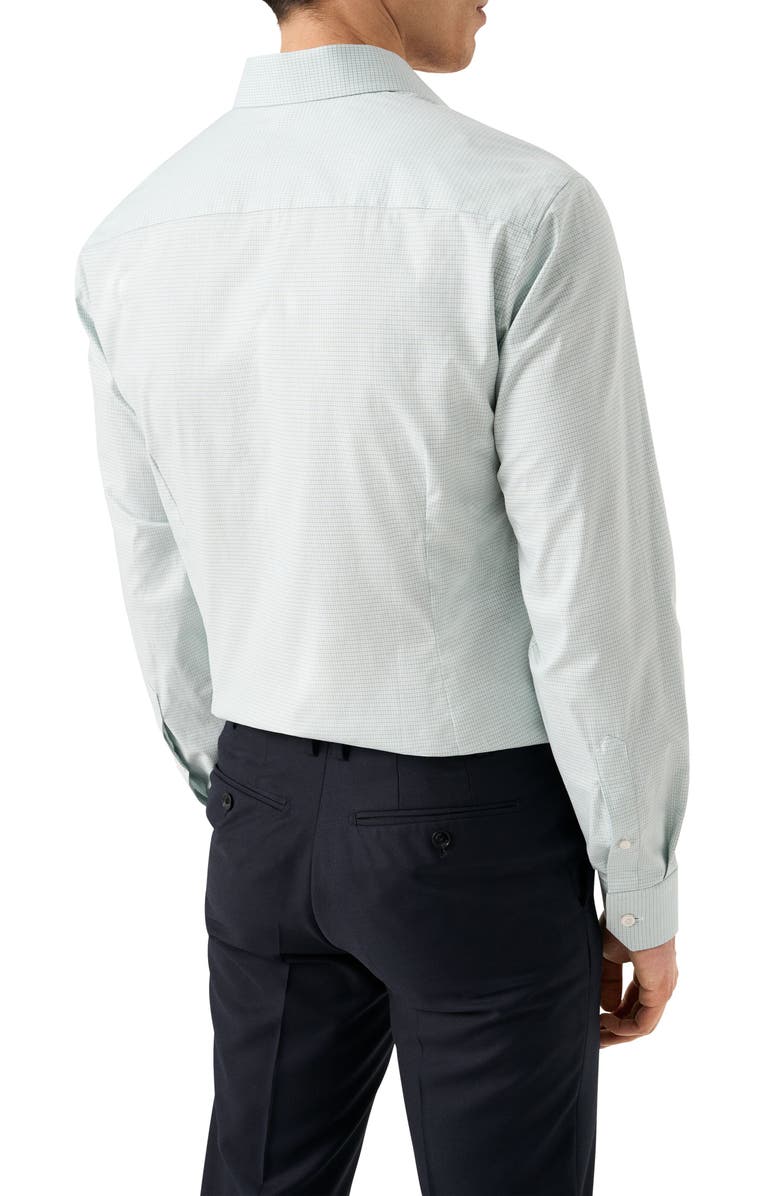 Eton Slim Fit Check Cotton Dress Shirt, Alternate, color, Light Green