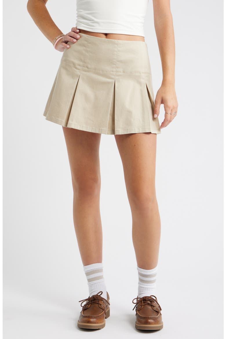Preppy Pleated Miniskort, Main, color, BEIGE CEMENT