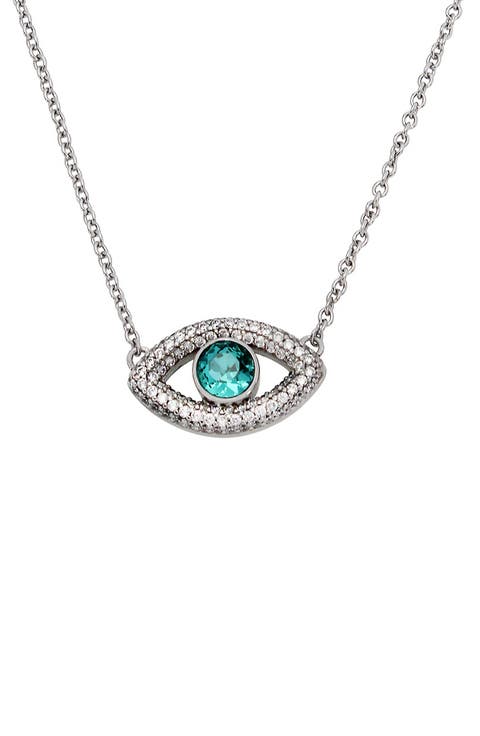 Crystal & CZ Evil Eye Pendant Necklace