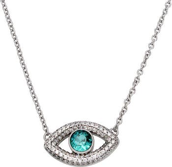 Crystal & CZ Evil Eye Pendant Necklace