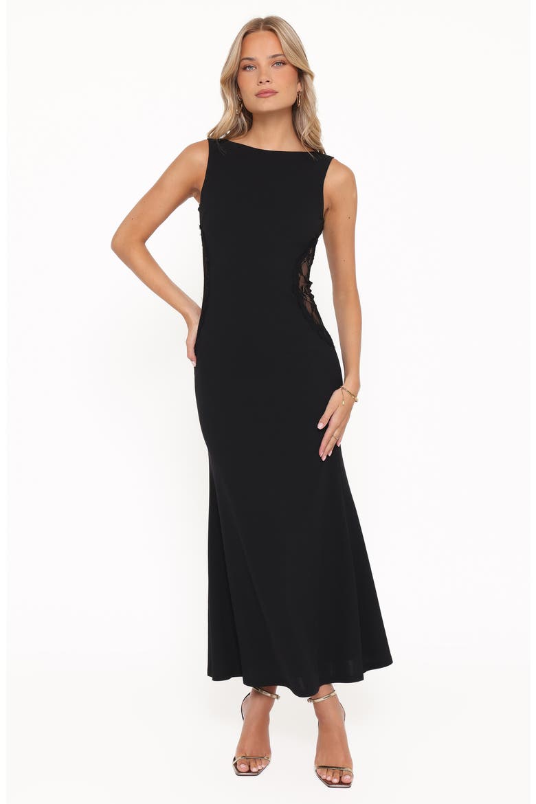 Kadija Sleeveless Lace Trim Maxi Dress, Alternate, color, BLACK