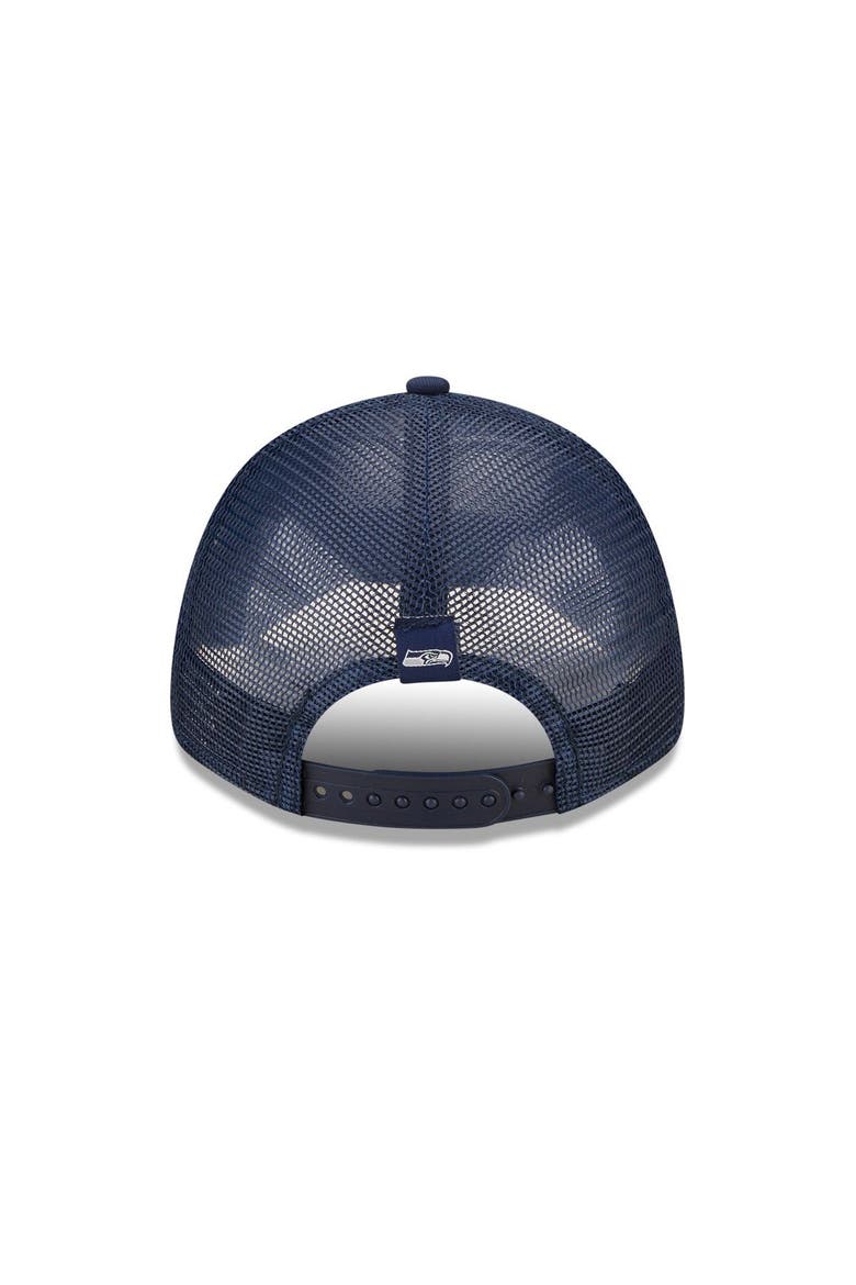 Women's New Era  College Navy Seattle Seahawks Team Trucker 9FORTY Snapback Hat, Alternate, color, Navy