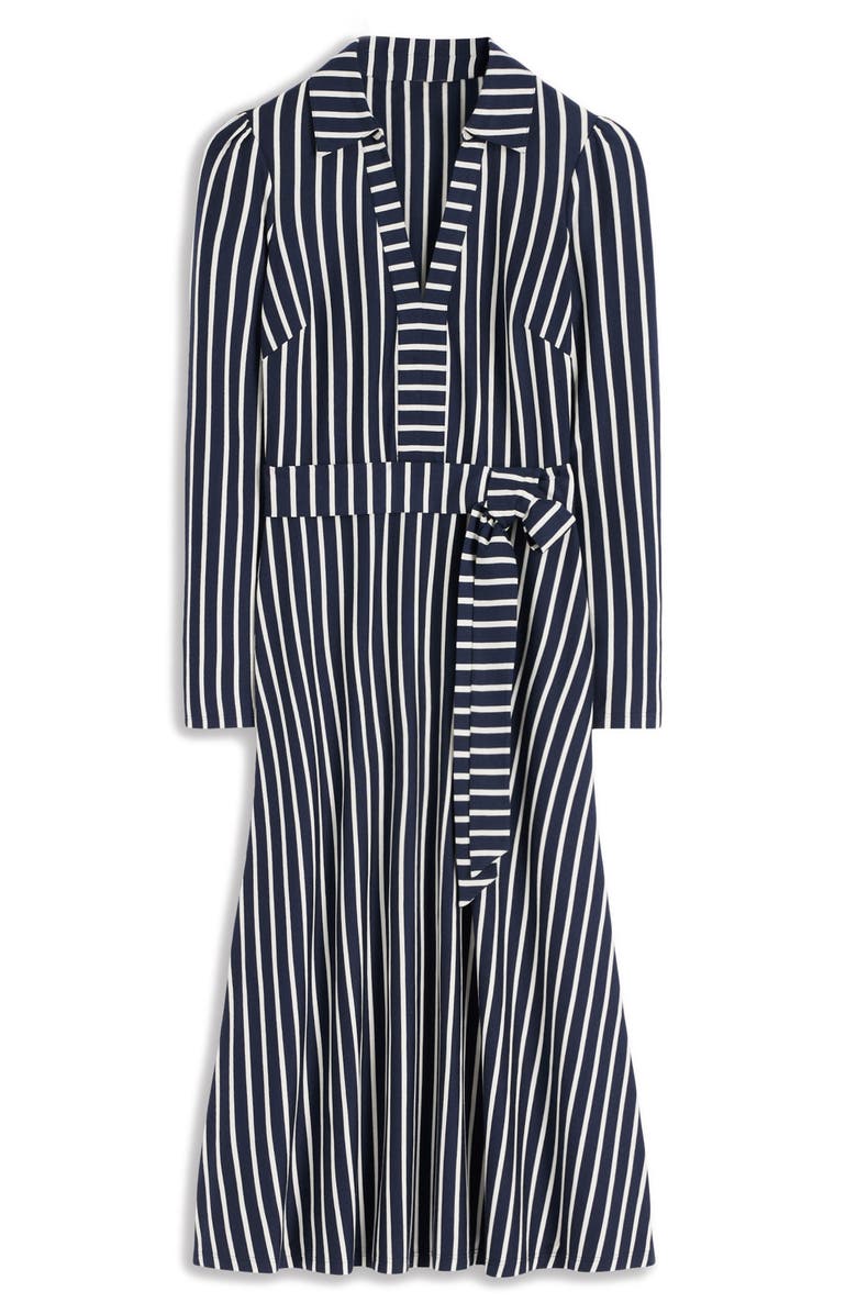 Boden Imogen Stripe Long Sleeve Jersey Dress, Main, color, French Navy And Ivory Stripe
