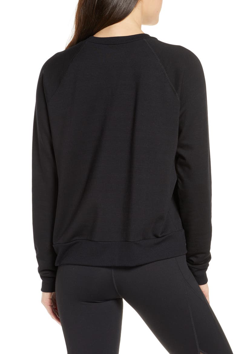 Fleece Raglan Sweatshirt, Alternate, color, BLACK