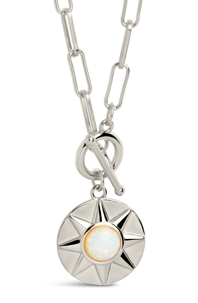 Sterling Forever Sunni Opal Disc Pendant Necklace, Alternate, color, 