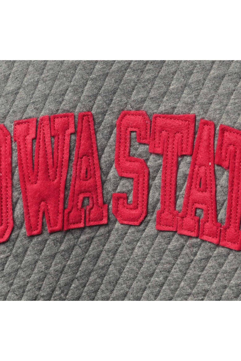 Women's Pressbox Heather Charcoal Iowa State Cyclones Moose Quilted Pullover Sweatshirt, Alternate, color, Heather Gray
