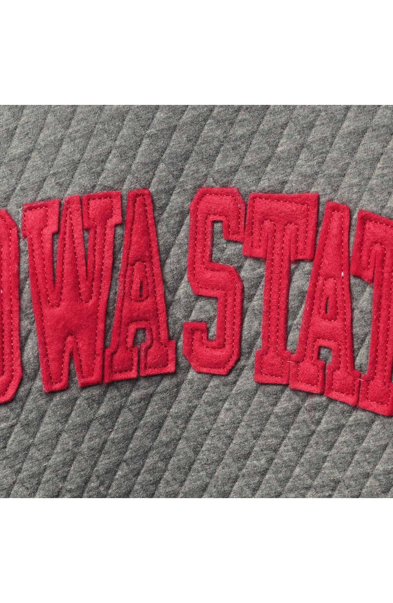 PRESSBOX Women's Pressbox Heather Charcoal Iowa State Cyclones Moose Quilted Pullover Sweatshirt, Alternate, color, Heather Gray