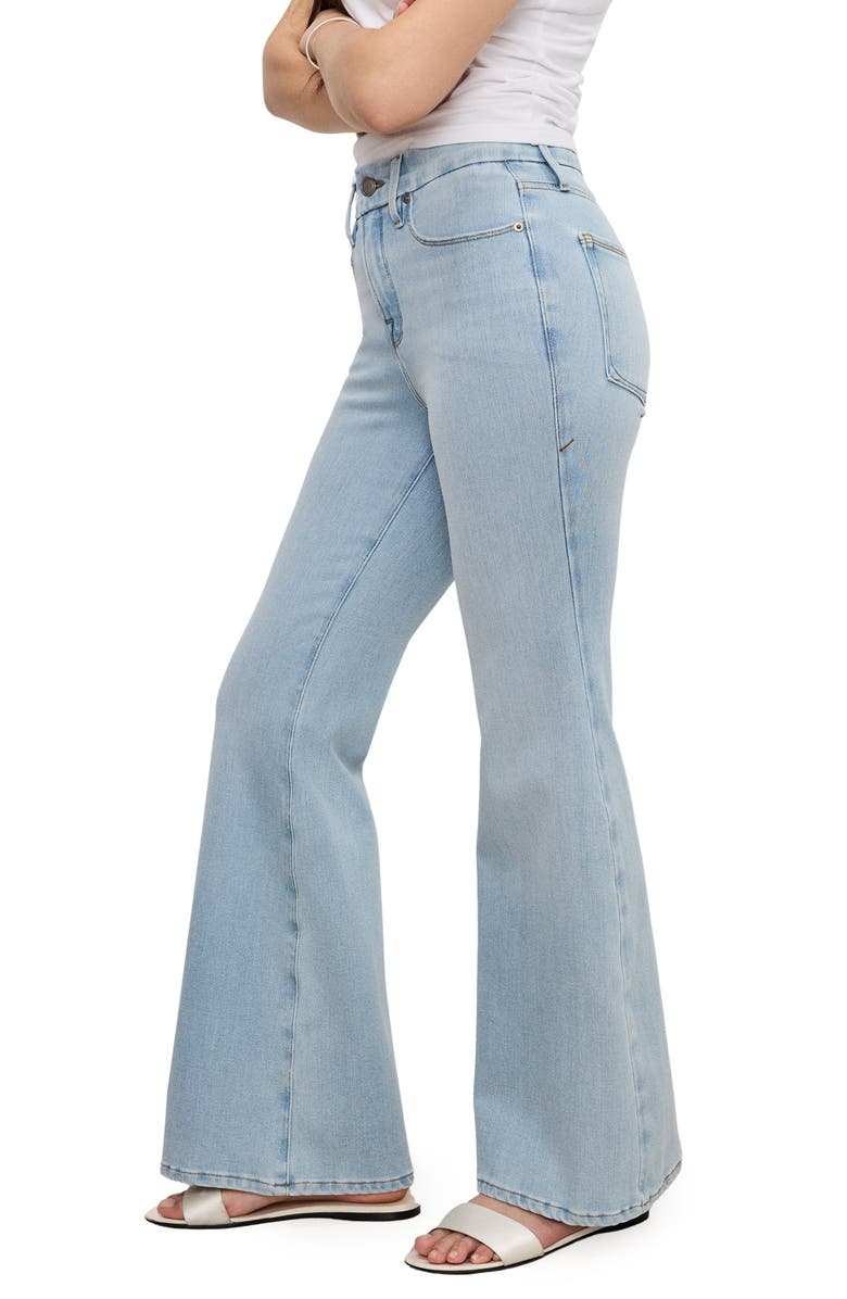 Good American Soft-Tech Good Petite Flare Jeans, Alternate, color, 