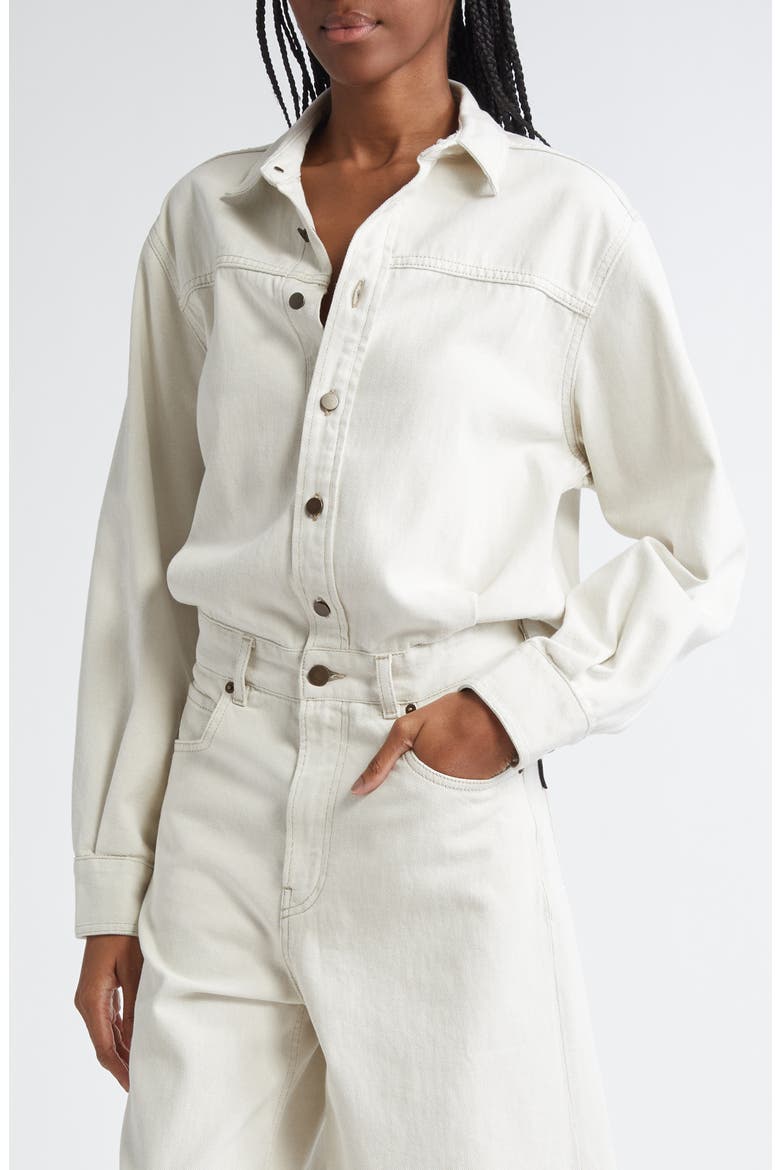 Tonya Denim Romper, Alternate, color, ECRU RINSE