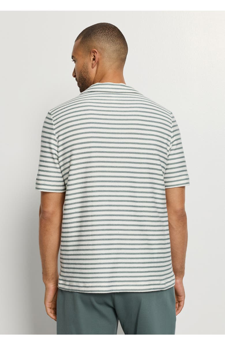 Hanro Travelwear Organic Cotton Collared Top, Alternate, color, Studio Green Stripes