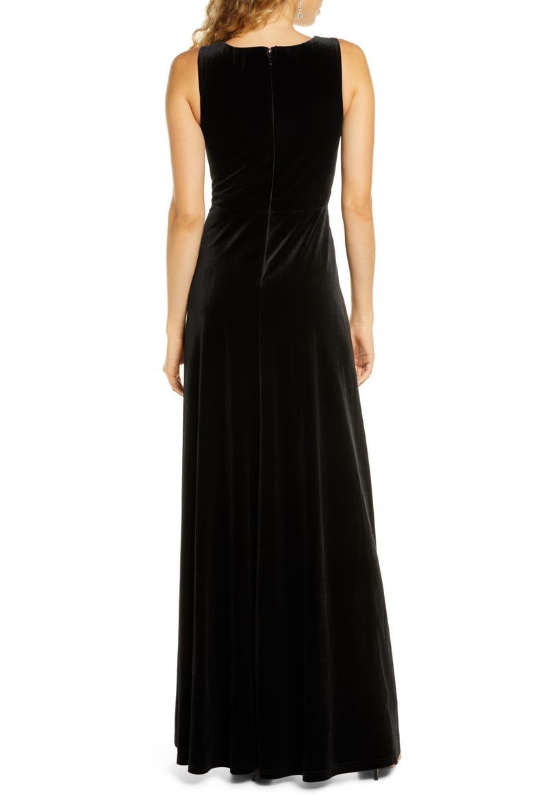 Besame Beautiful Night V-Neck Velvet Gown, Alternate, color, BLACK
