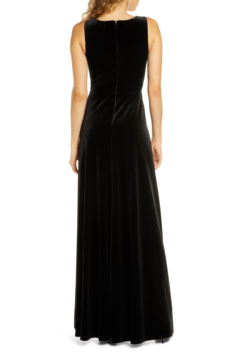 Lulus Besame Beautiful Night V-Neck Velvet Gown, Alternate, color, 