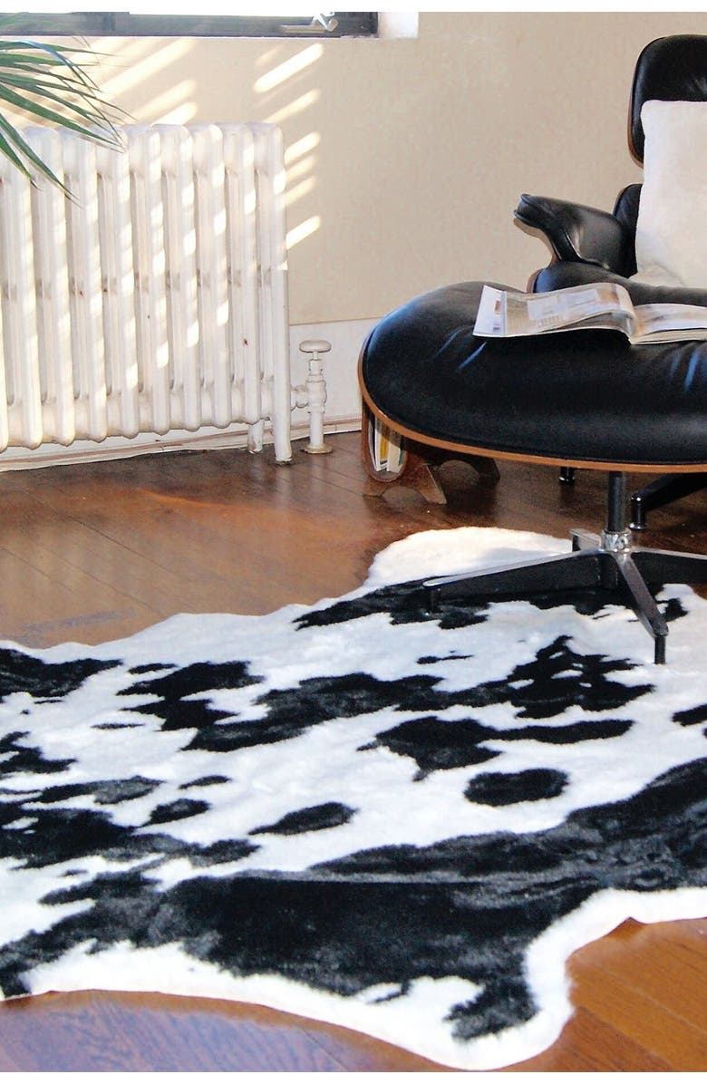 LUXE Faux Hide Area Rug/Throw - Sugarland/Black/White, Alternate, color, 
