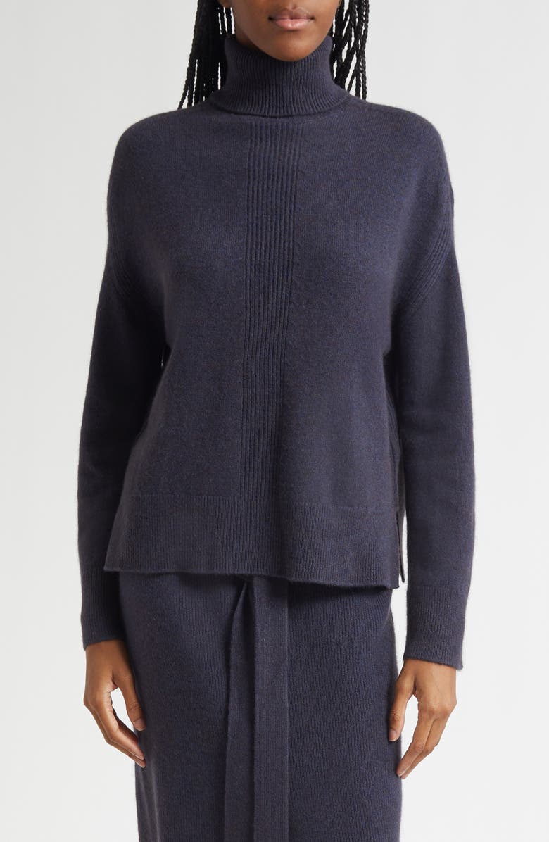 Emporio Armani Melange Turtleneck Wool Sweater, Main, color, Solid Medium Blue