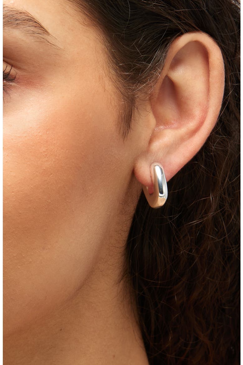 Sculptural Huggie Hoop Earrings, Alternate, color, LIGHT SILVER OX