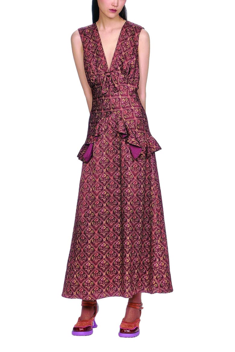 Wallpaper Medley Maxi Dress, Main, color, Garnet