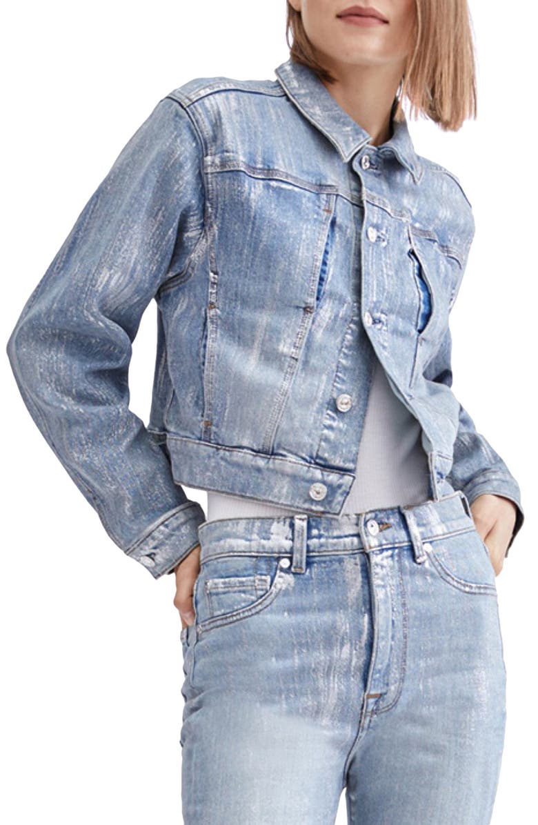 7 For All Mankind Seven Metallic Foil Denim Jacket, Main, color,