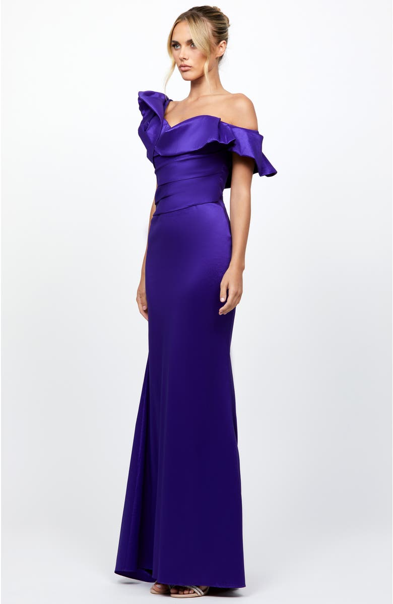 Bariano Muriel Off Shoulder Gown, Alternate, color, Deep Purple
