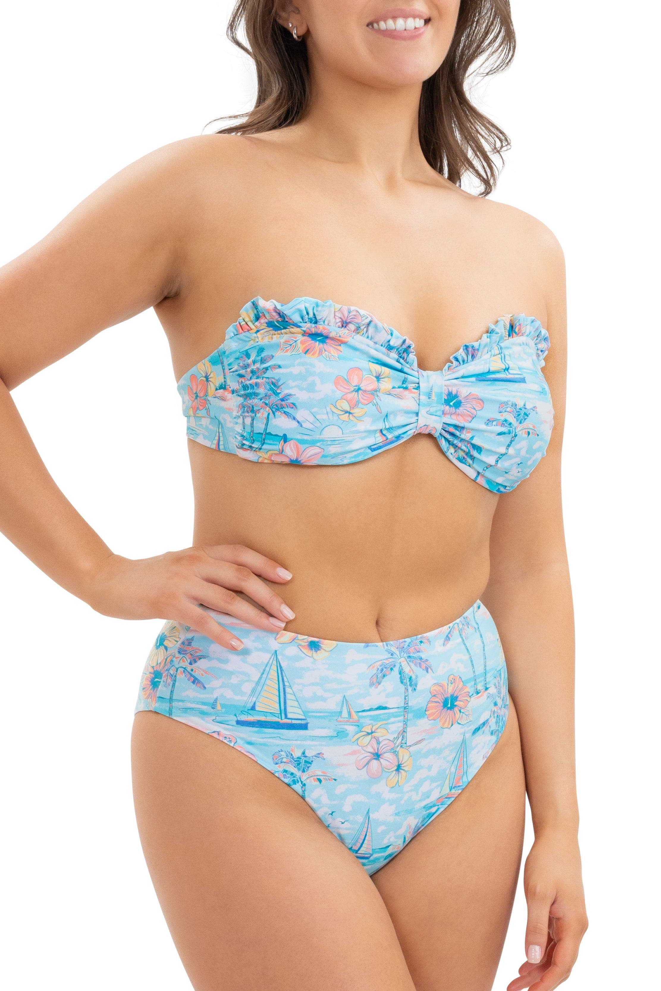 K様épine rétro flower bi-color swim wear Kenny Flowers The BVIs - High Waist Bikini Bottom (Women) | Nordstrom