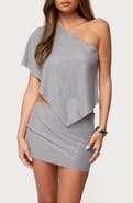 EDIKTED Leanne Rhinestone One-Shoulder Top