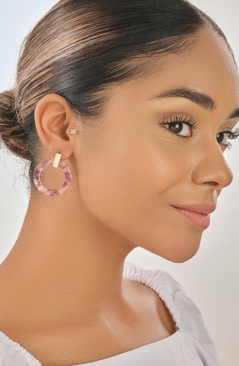 Sterling Forever Raspberry Resin Circle Drop Earrings, Alternate, color,