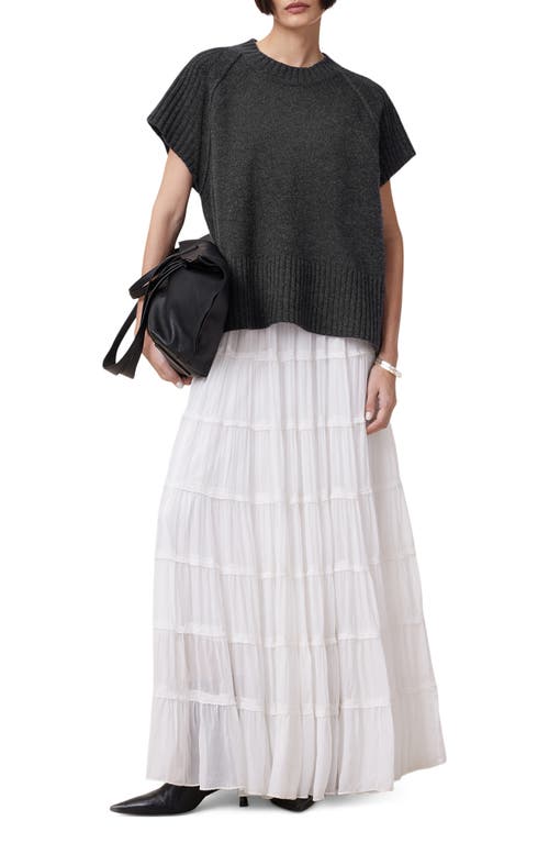 Allsaints Anthe Merino Wool Short Sleeve Sweater In Charcoal Grey